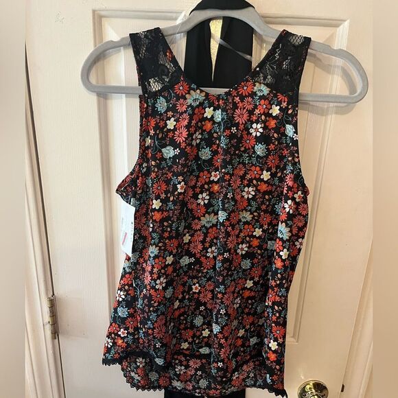 Belle Du Jour Floral Sleeveless Blouse Size Medium - Picture 2 of 5